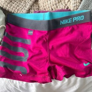 Nike Pro Fuchsia and Aqua Shorts